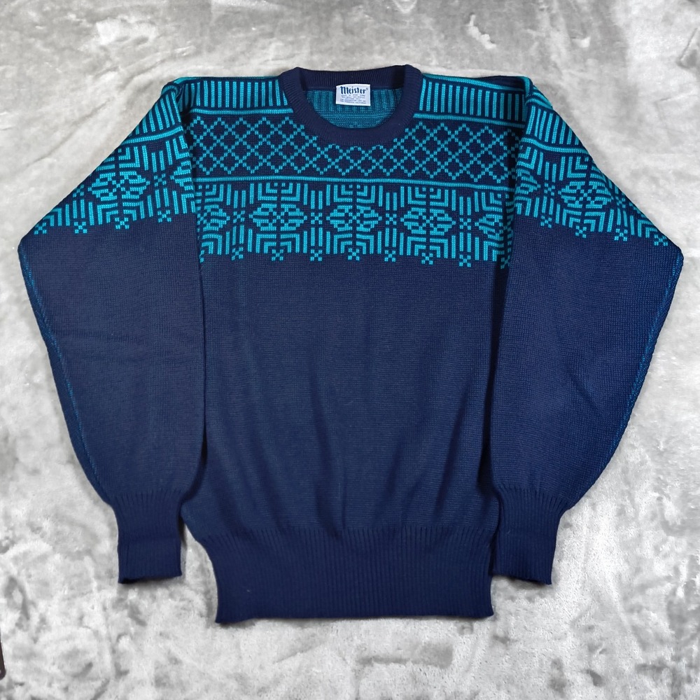 Vintage Meister Sweater Women Medium Ski Snow Nordic Wool Blend Pullover 80s New